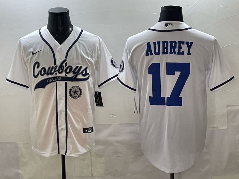 Men 2025 Dallas Cowboys #17 Aubrey white Joint Name Nike Limited NFL Jersey style 08->dallas cowboys->NFL Jersey